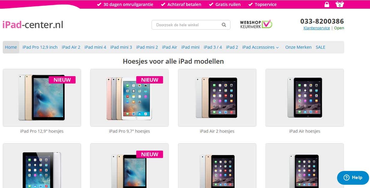 iPad-center.nl homepage