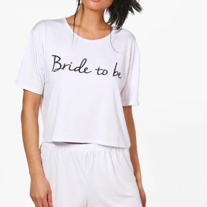 Bride To Be T-Shirt- En Shorts Set, Wit