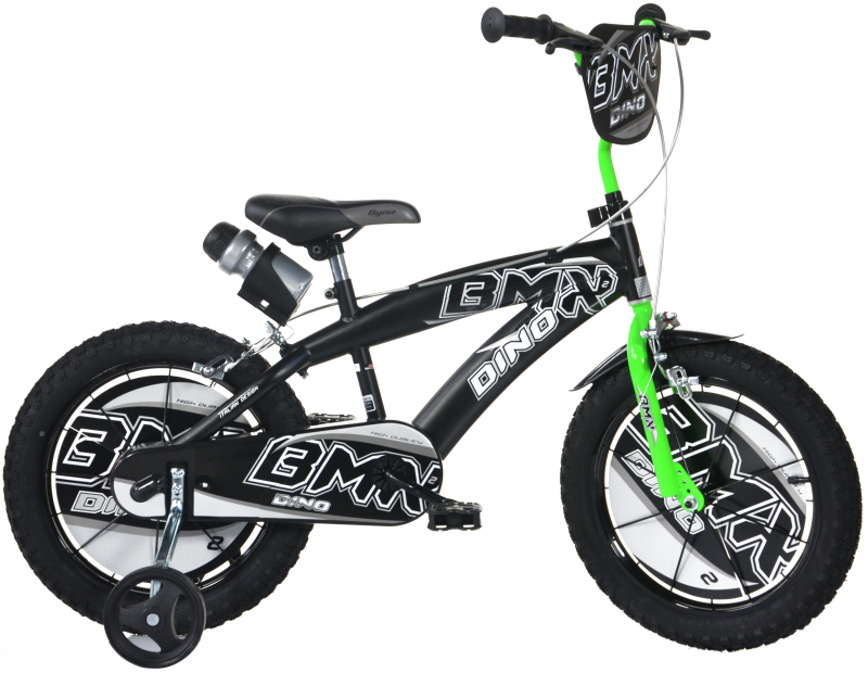 Kinderfiets Dino Bikes BMX zwart/groen 16 inch Kinderfiets