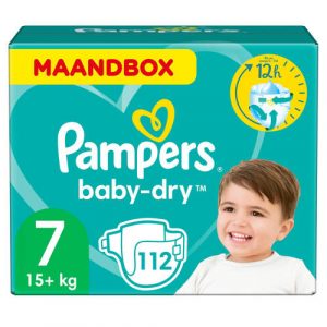 Pampers Baby-Dry maandbox maat 7 (15+ kg) 112 luiers