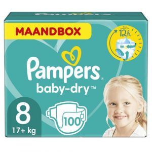 Pampers Baby-Dry maandbox maat 8 (17+ kg) 100 luiers