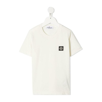 T-shirt with Logo Patch Stone Island , Beige , Heren