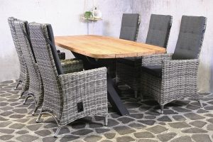 Tuinset Tenerife - 6 wicker stoelen met teakhouten tafel