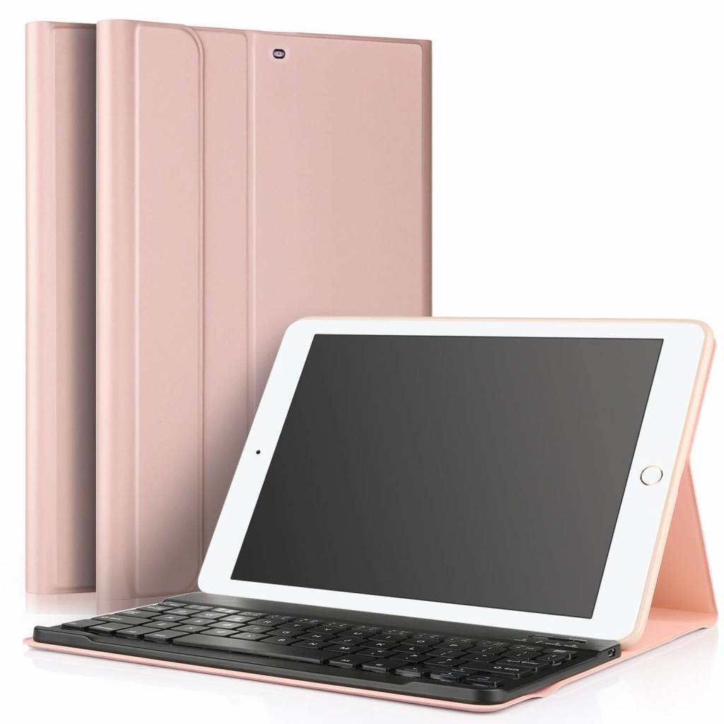 iPad 2017 hoes met afneembaar toetsenbord roze