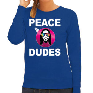 Hippie Jezus Kerstbal Sweater / Kerst Outfit Peace Dudes Blauw Voor Dames Xl - Kerst Truien