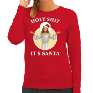 Holy Shit Its Santa Fout Kerstsweater / Outfit Rood Voor Dames M - Kerst Truien
