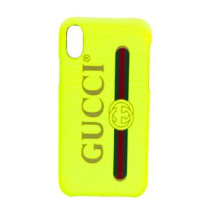 Pre-owned Leather Phone Bumper For IPhone X Gucci Vintage , Geel , Heren