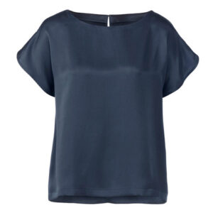 Shirt met tulpmouwen van bio-zijde, nachtblauw 44
