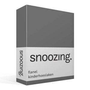 Snoozing - Flanel - Kinderhoeslaken - Ledikant - 60x120 Cm - Antraciet