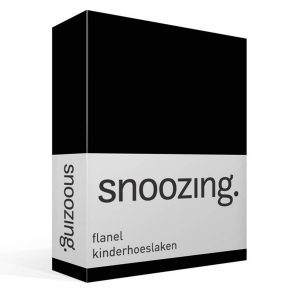 Snoozing - Flanel - Kinderhoeslaken - Ledikant - 60x120 Cm - Zwart