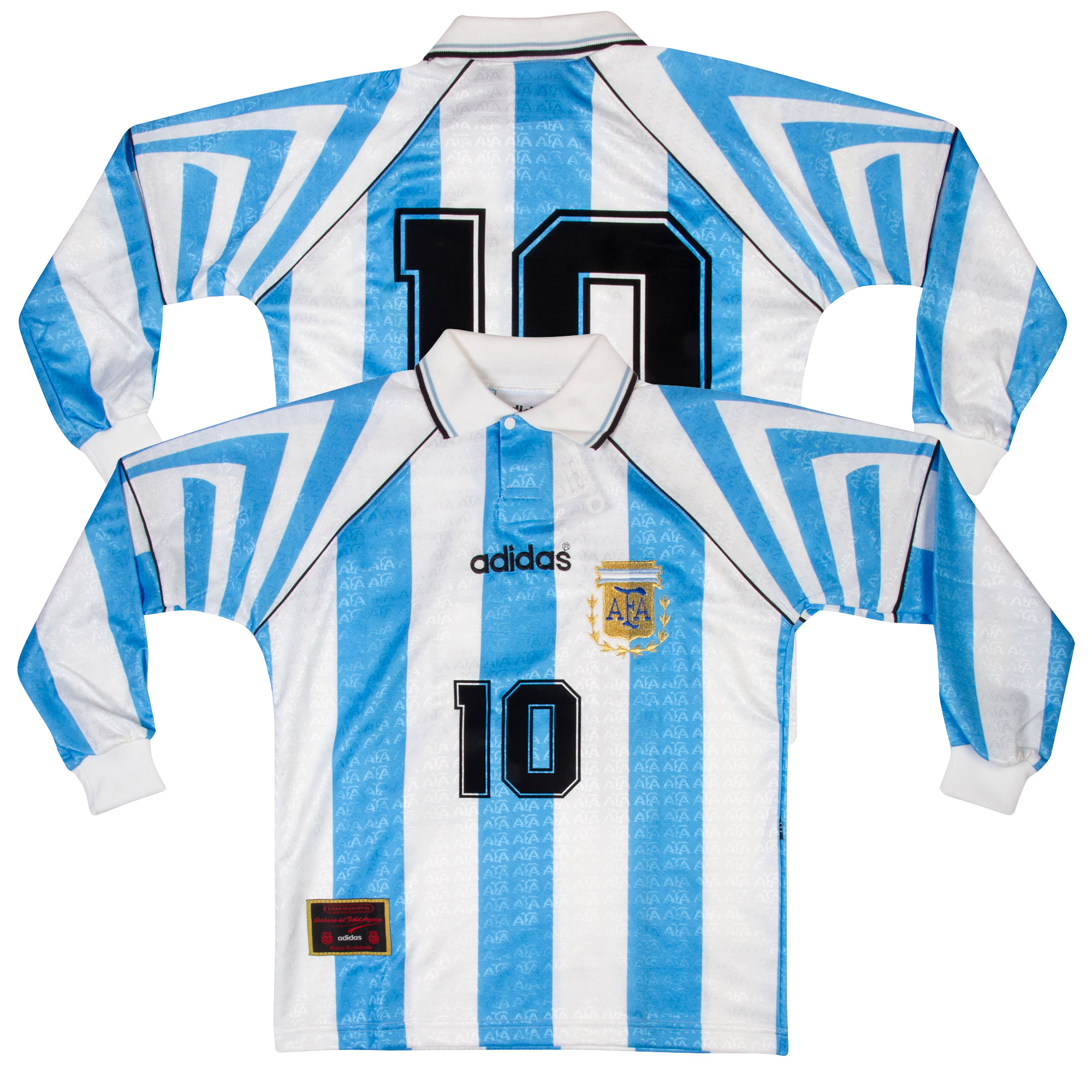 adidas Argentinië Shirt Thuis 1994 + Nummer 10 (Maradona) - Nieuw - 140