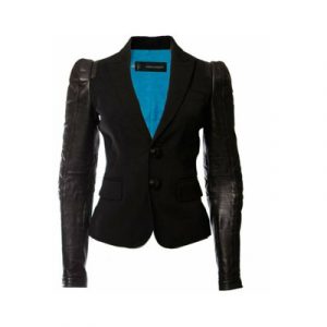 jacket with leather sleeves. Dsquared2 Pre-owned , Zwart , Dames
